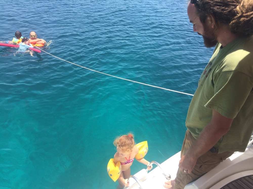 swimming around l'Inko, your ship to les saintes sailing cruise