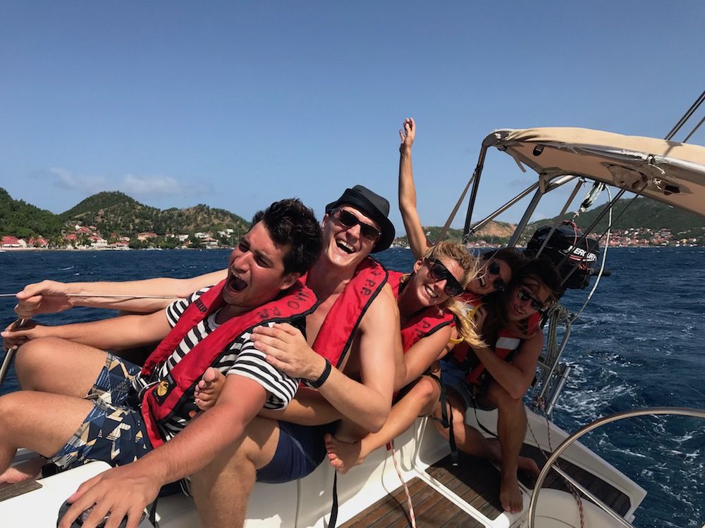 Friends onboard for this boat trip excursion to les saintes